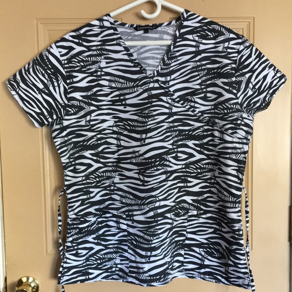 Scrub Top with Zebra Design - Picture 1 of 3